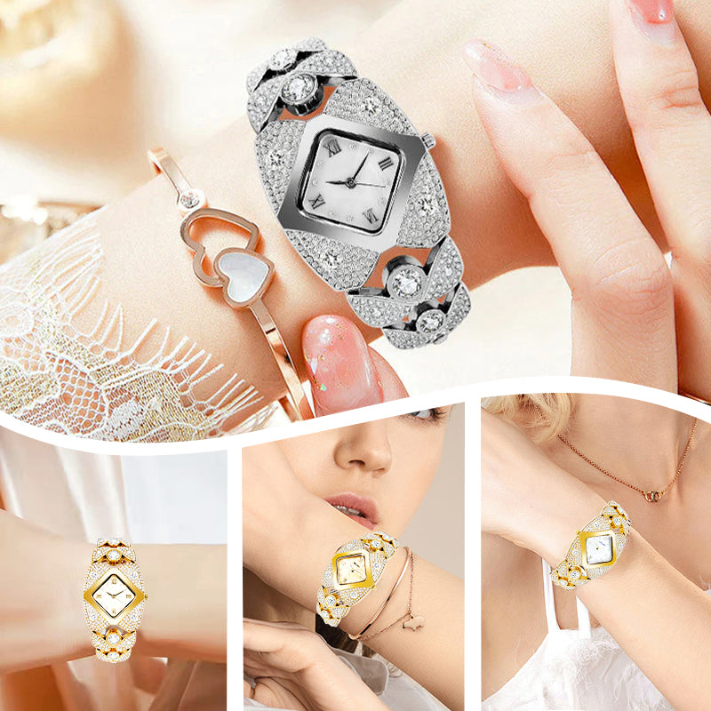 💜Ретро кварцов часовник с блестящи кристали⌚