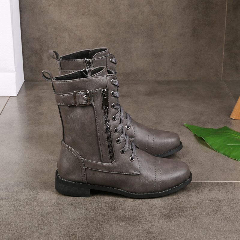 Дамски кожени ортопедични обувки с объл нос и страничен цип👢