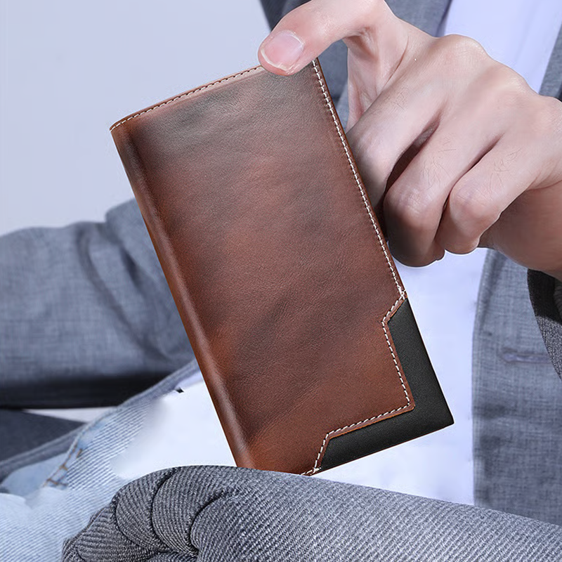Дълъг мъжки винтидж портфейл