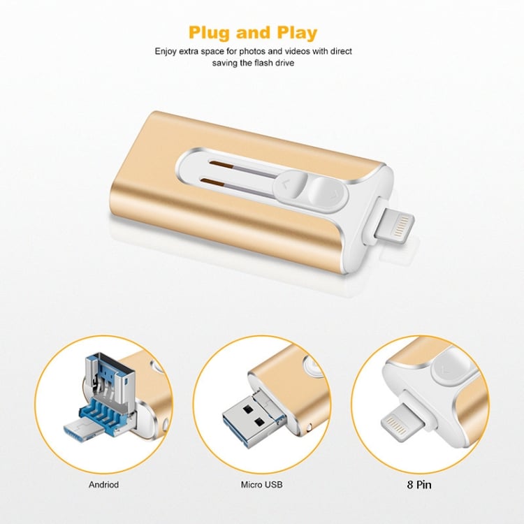 32~256GB Micro USB + 8-пинов + USB 3.0 4 в 1 U-диск за мобилен телефон, компютър